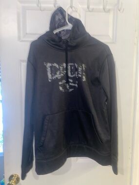 Tapout Black Hooded Pullover with Distressed Logo